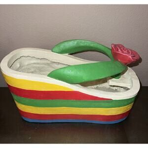 2012 Accents Unlimited Wedge Flip Flop Planter 12'' x 6'' Colorful Unique Shoe